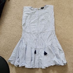 White and blue striped dress